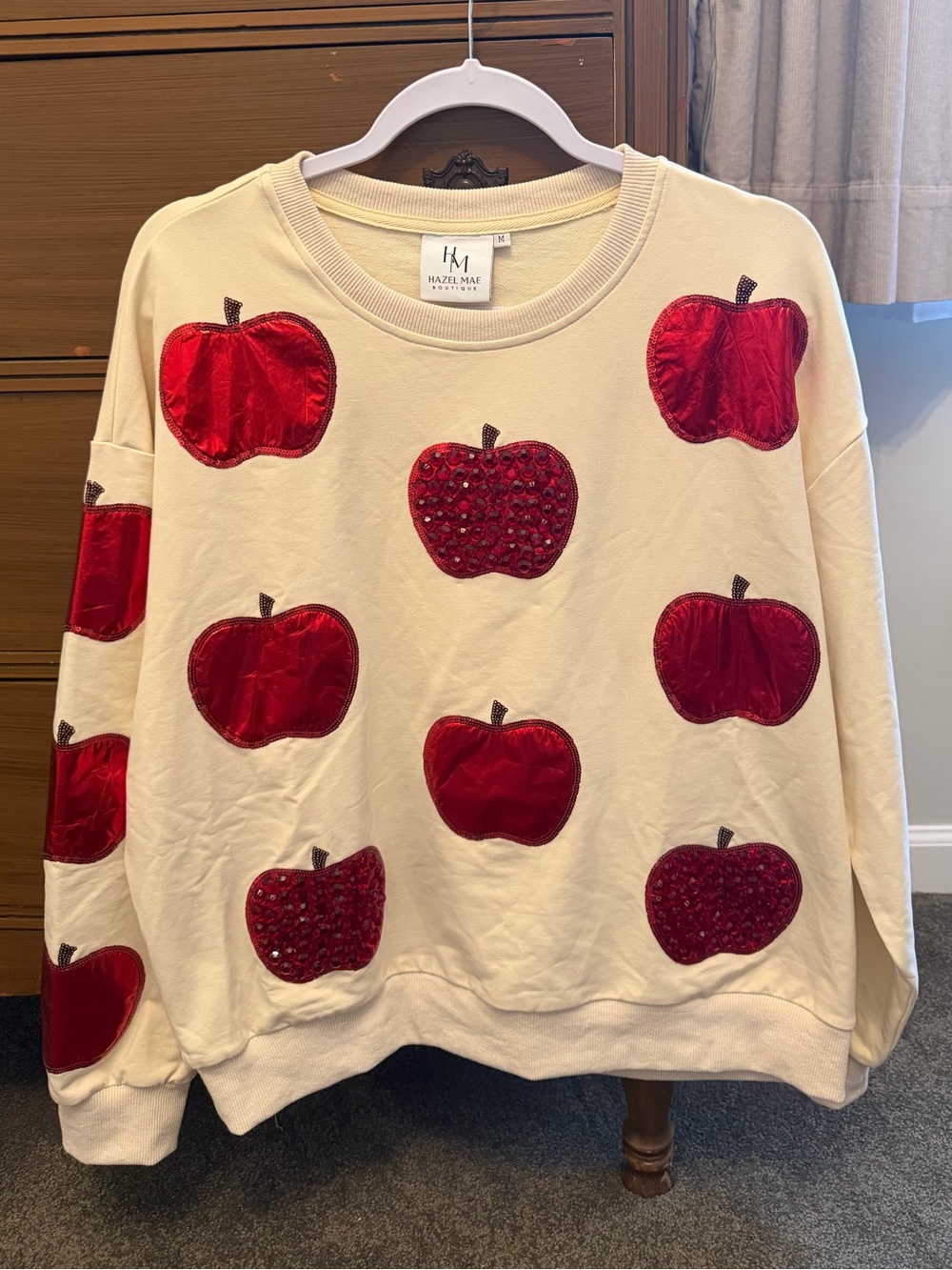 Rhinestone and Sequin Apple Sweatshirt (NWOT)